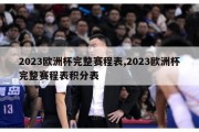 2023欧洲杯完整赛程表,2023欧洲杯完整赛程表积分表